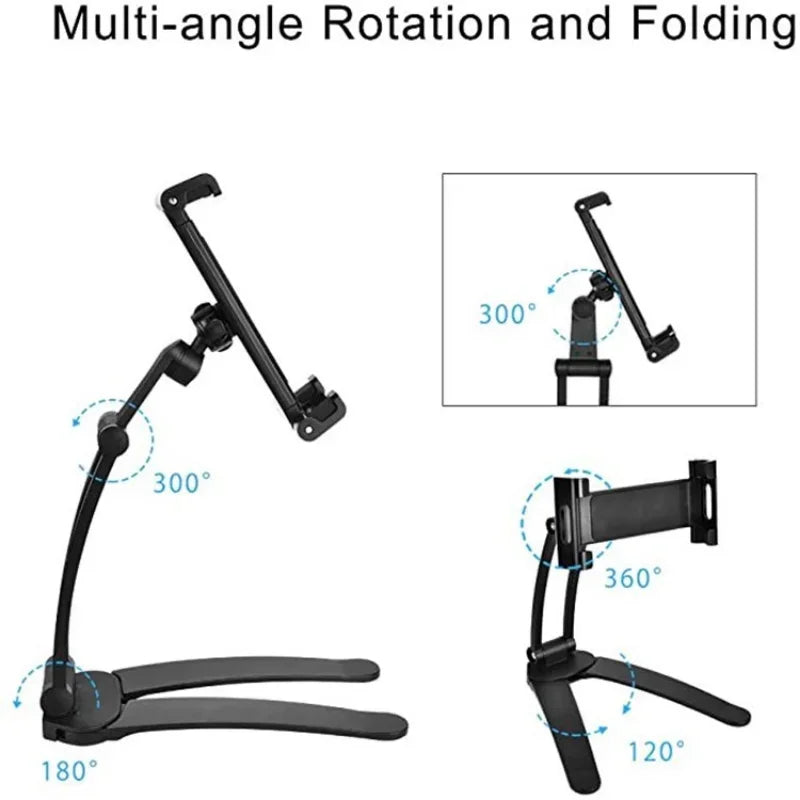铝制厨房平板电脑支架手机支架可折叠可调节 5-13 英寸平板电脑手机桌面支架适用于 iPad Pro 12.9