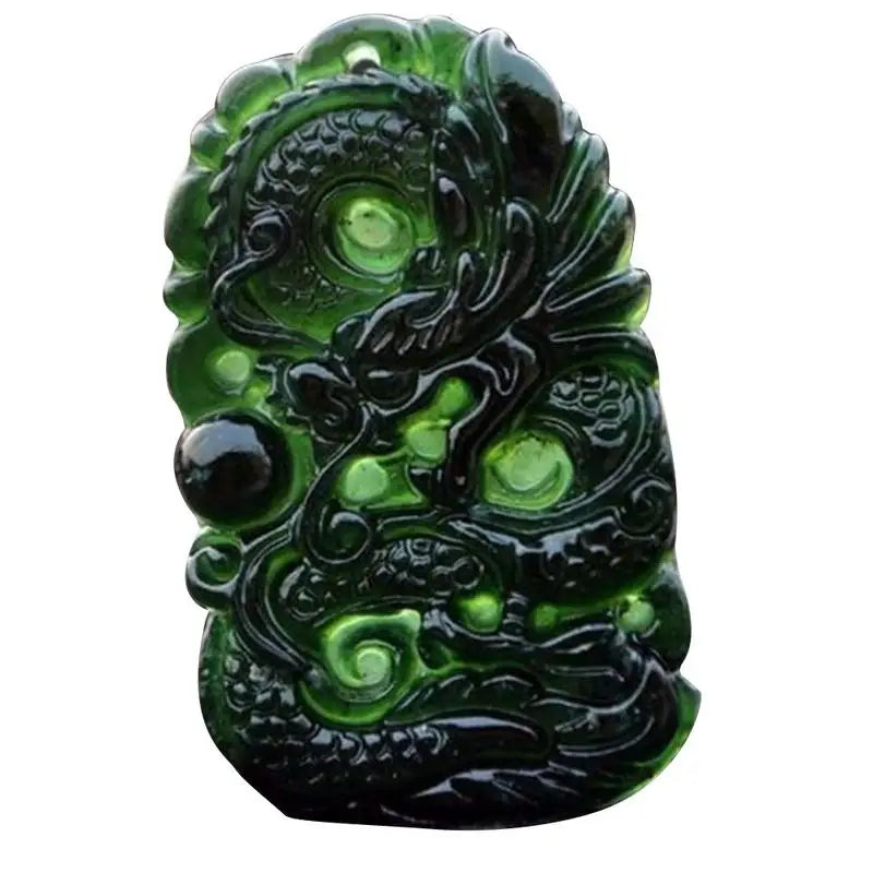 Christmas Gift Chinese Natural Black Green Jade Pendant Dragon Shaped Handmade Jade Office Crafts Desk Ornament Good Luck Amulet