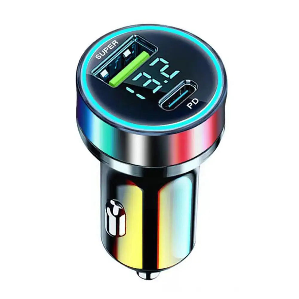 Digital Display Super Fast Charging Car Charging 66W Type Charger Display C Metal USB Portable Charger Car 12-24V 120W Z1R7