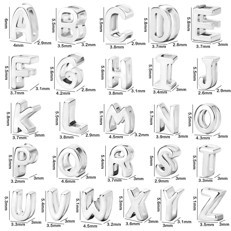 1PCS 925 Sterling Silver Letter Beads Silver Charms A-Z DIY Loose Beads Initial Alphabe Letter Beads Fit Women Bracelet Making