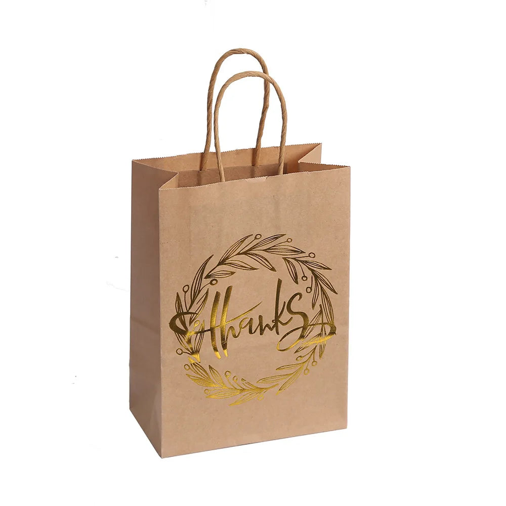 StoBag, Thank you, Kraft Paper Reusable Gift Bags, for thanksgiving, birthday party supplies, children's candy package, 12/30pcs