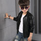 Boys Coats Autumn Winter Fashion Korean Children's Plus Velvet Warming Cotton PU Leather Jacket For 3-8Y Kids Jacket Outerwear