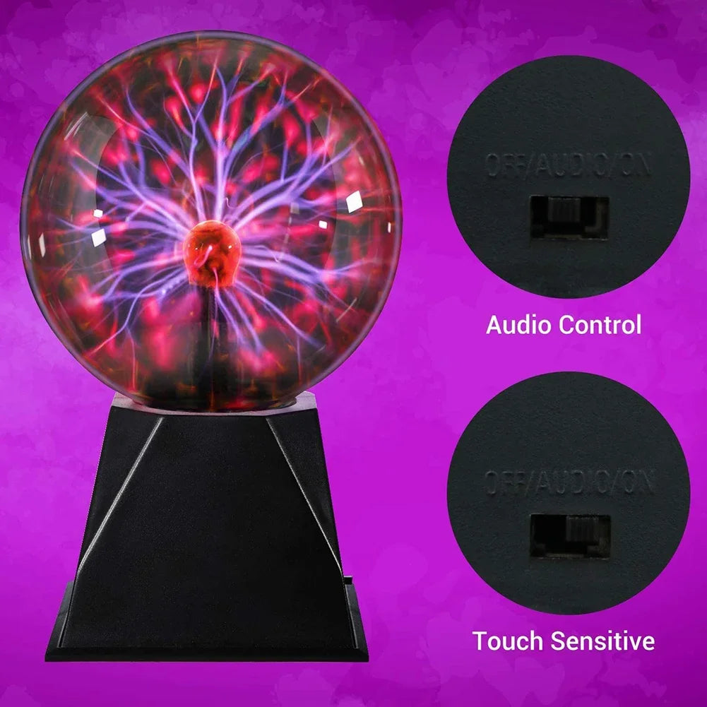 3/8 Inch Sound Control Magic Plasma Ball Lamp LED Night Light Atmosphere Touch Glass Plasma Light Christmas Party Decor Lighting