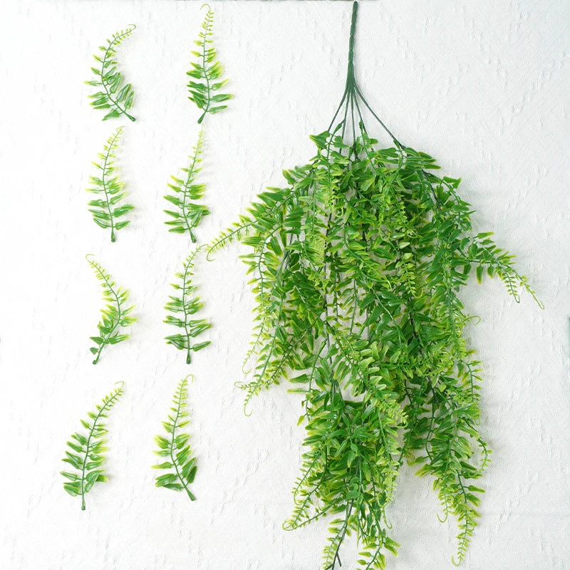 90CM Artificial Persian Fern Leaves Vines Plants Plastic Grass Hhome Room Decor Hanging Fake Plant Leaf Wedding Party Wall Decor