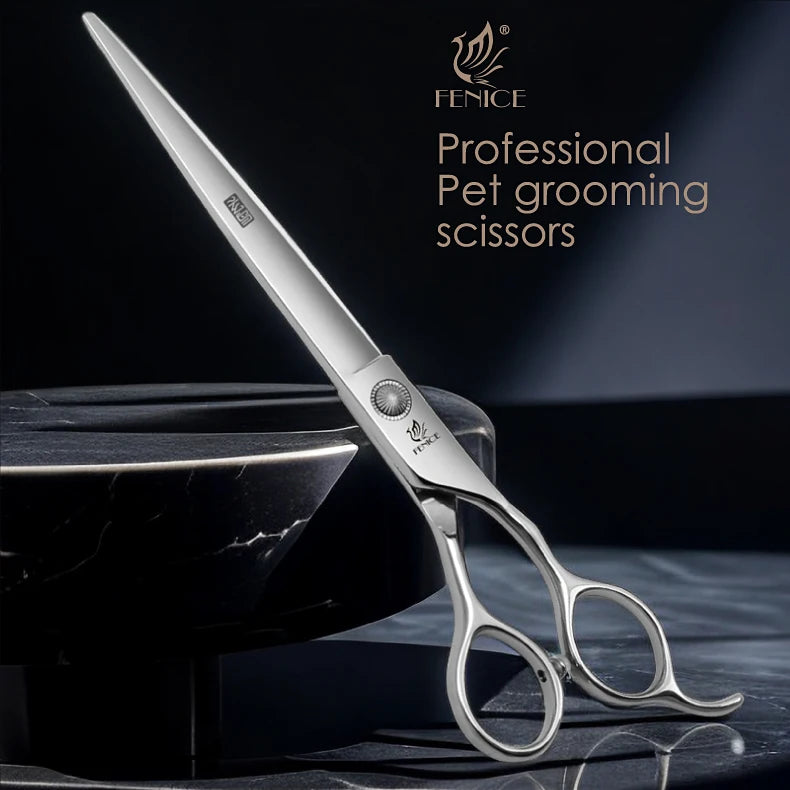 Fenice Pet Grooming Scissors 6/6.5/7/7.5 inch Professional Cutting Curved Thinning Chunker Shears For Pet Groomers Household Use