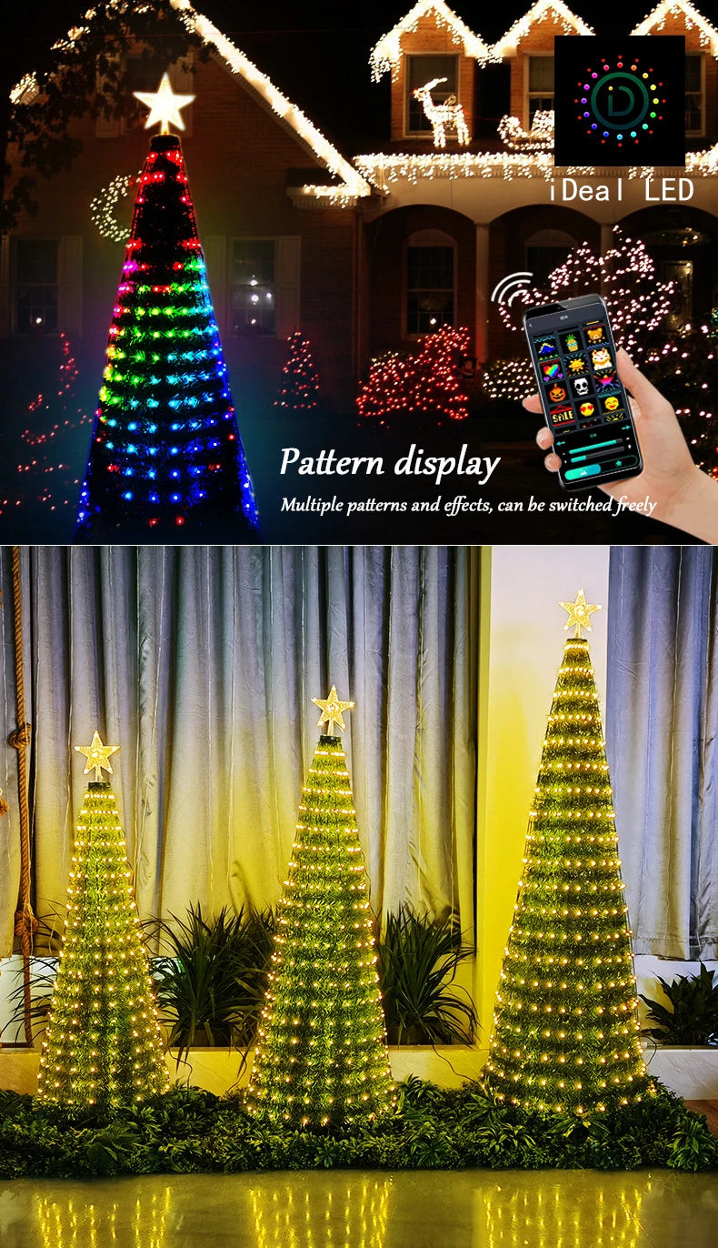 2.1M LED Christmas Tree Decorative Light Lntelligent iDeal LED APP Application Control DIY Lmage Light String For Quick Shipping