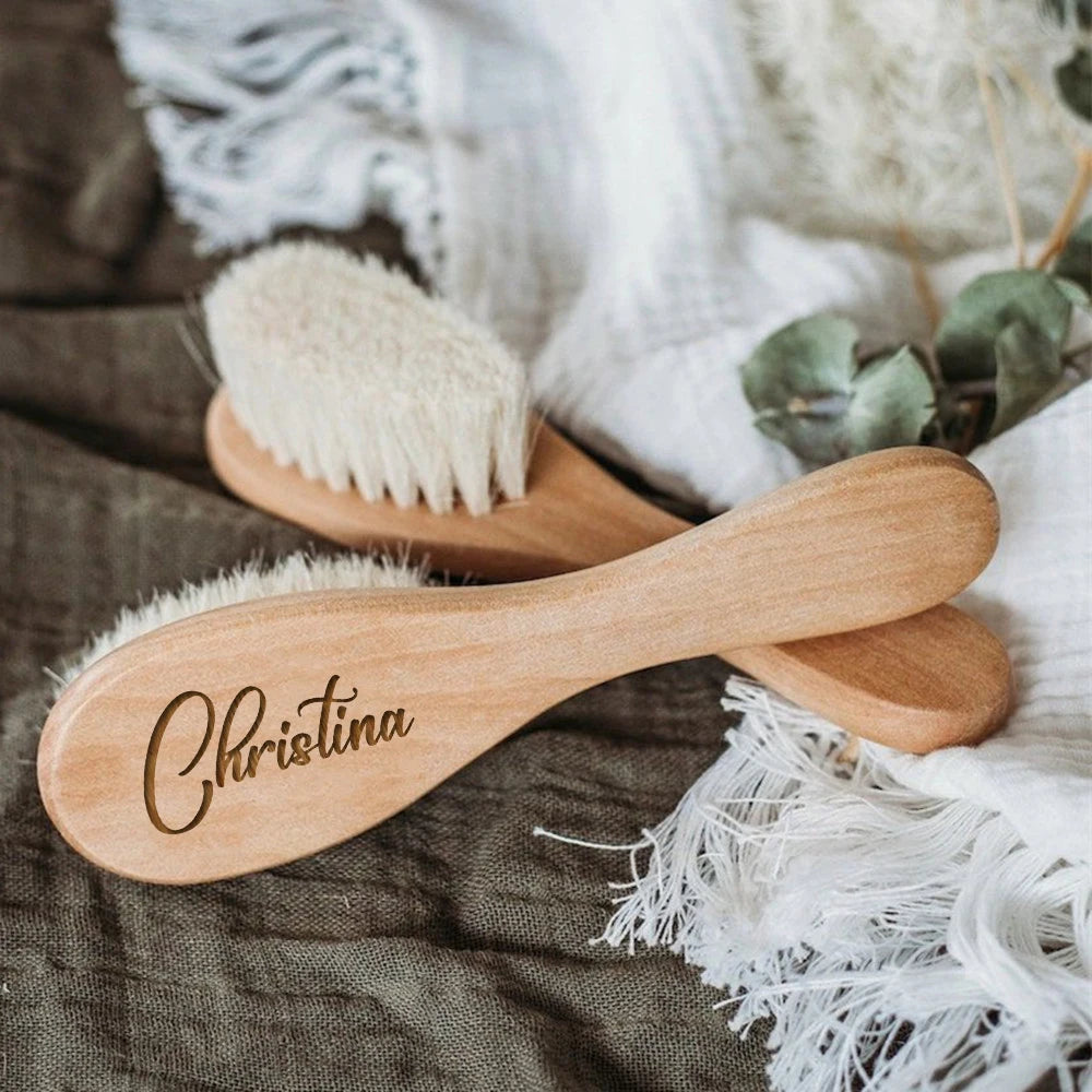 Personalized Baby Hairbrushes Engrave Infant Name Wooden Newborn Hair Brush Comb Brush Birth/Baptism/Birthday Baby Shower Gifts