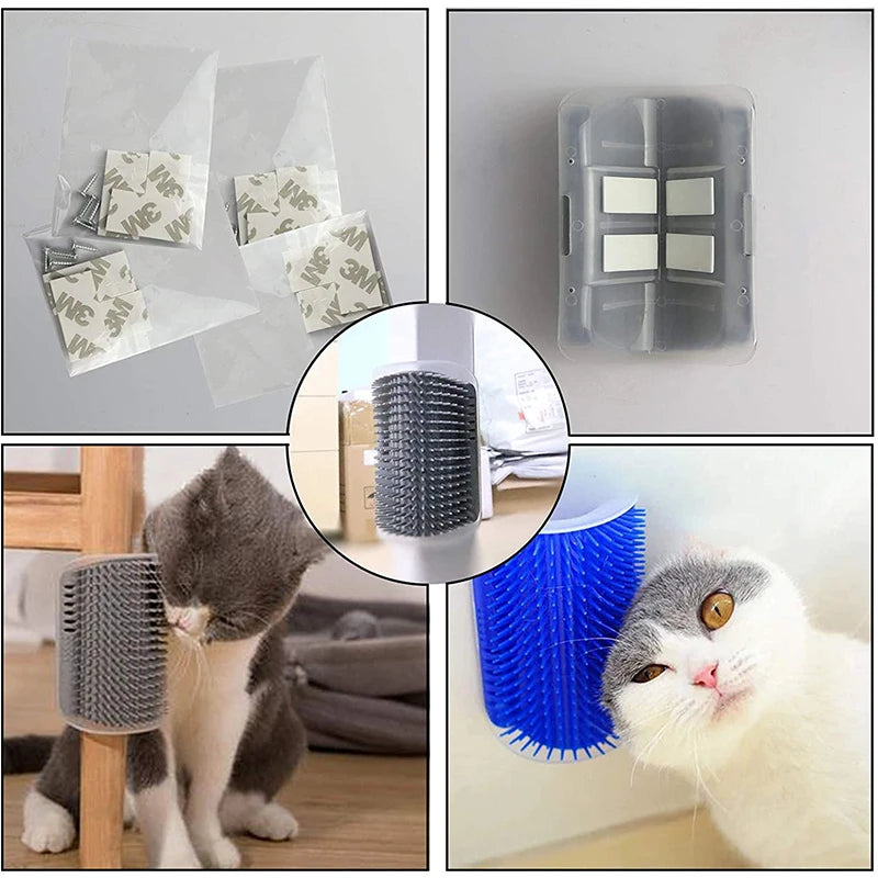 Pet Brush Comb Play Cat Toy Softer Cat Self Groomer Massage Comb with Catnip Cat Face Scratcher for Kitten Puppy Cat Accessories