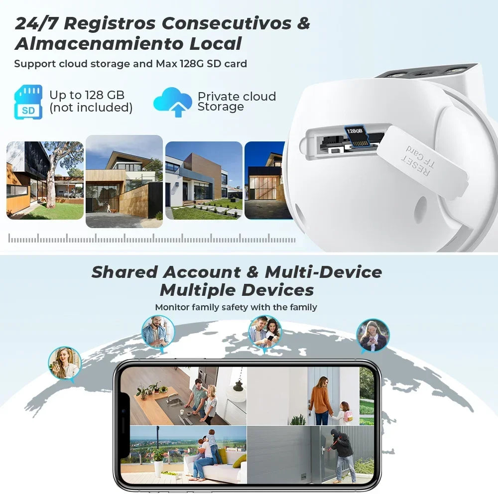 BELIA 4K 8MP WiFi 监控摄像头，双镜头，4 倍数码变焦，AI 人体检测，ONVIF，户外安全 PTZ IP 摄像头