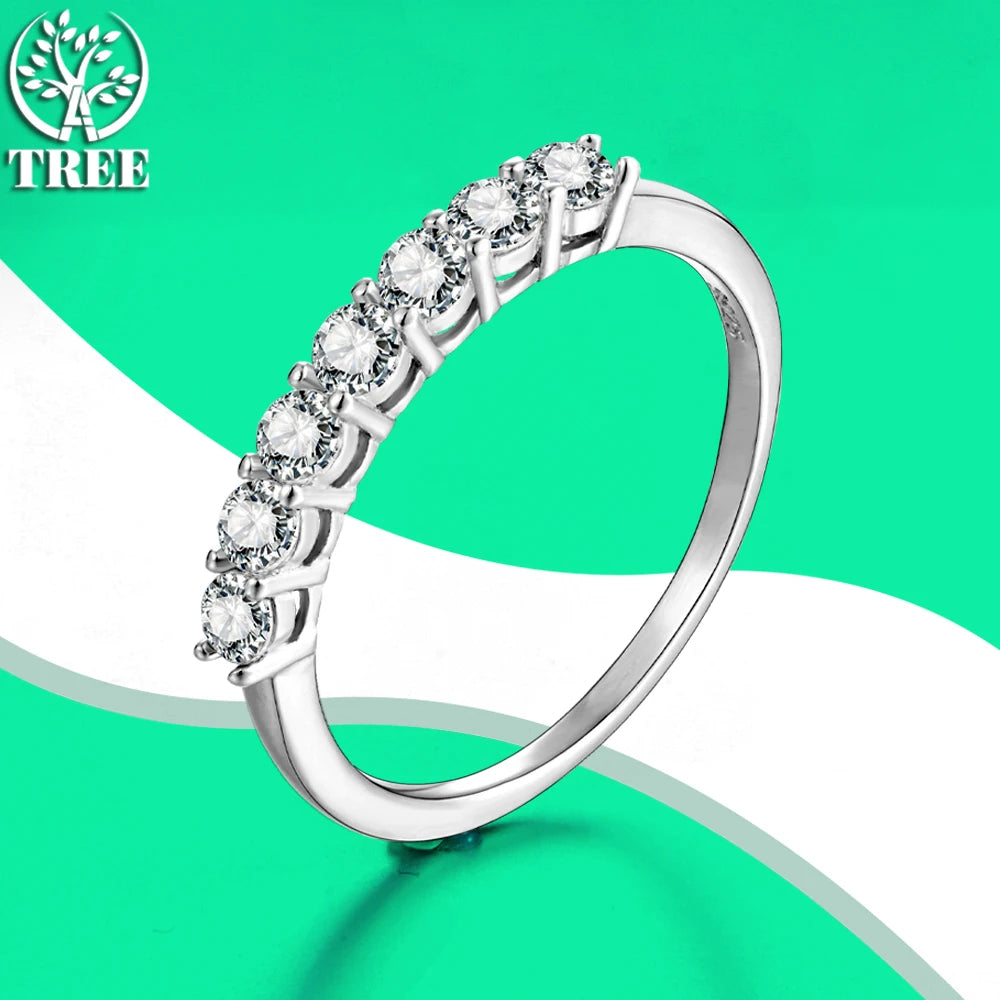 خاتم ALITREE D Color Moissanite من الفضة الإسترلينية عيار 925 بقطع دائري من الماس VVS1 خواتم كوكتيل للنساء إكسسوارات الزفاف والمجوهرات