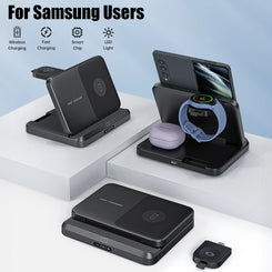 Foldable Wireless Charger Stand for Samsung Galaxy Z Fold 5 4 3 S24 S23 Ultra Fast Charging Dock Station Watch 7 6 Buds Pro