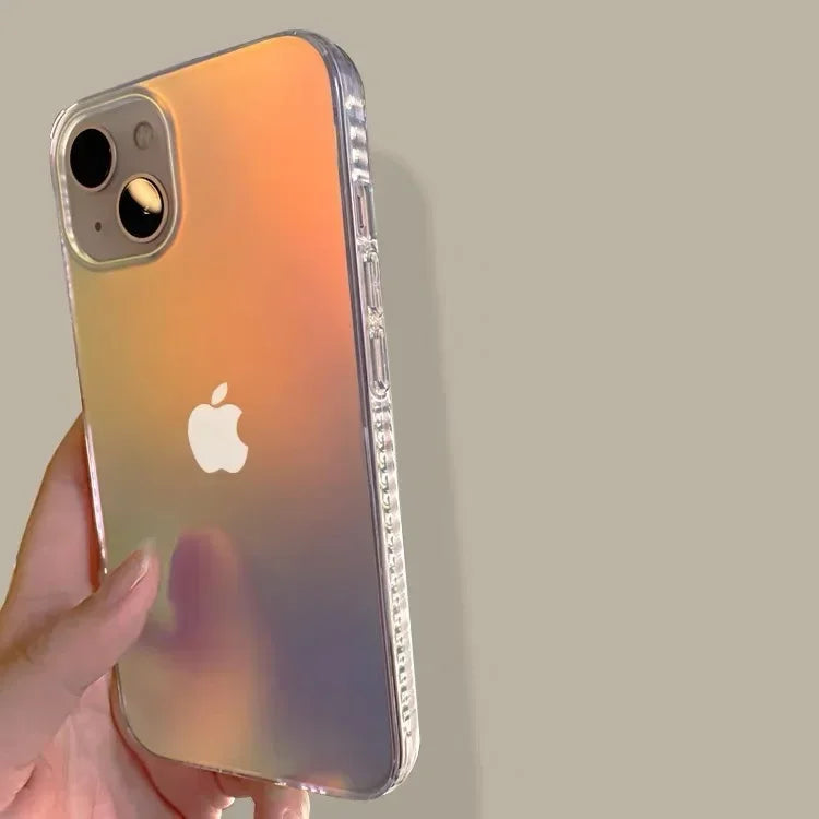 جراب هاتف أنيق غير لامع بألوان متدرجة من الليزر لهاتف iPhone 16 Pro Max 15 14 13 12 Pro Max XS Max 16 Plus 11 غطاء مقاوم للصدمات