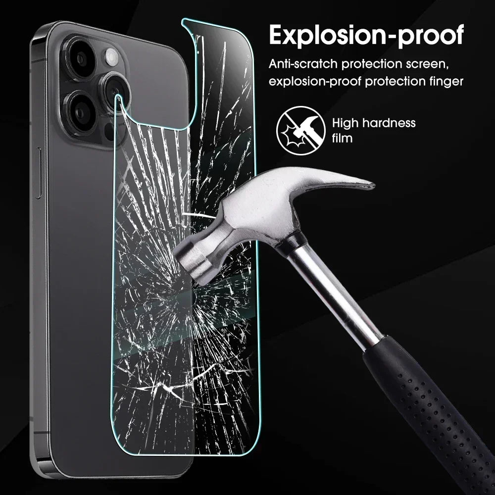 1/3PCS Back Tempered Glass For iPhone 13 Mini 13 14 15 16 Pro Max Phones Rear Screen Protector Film For iPhone 14 15 16 Plus