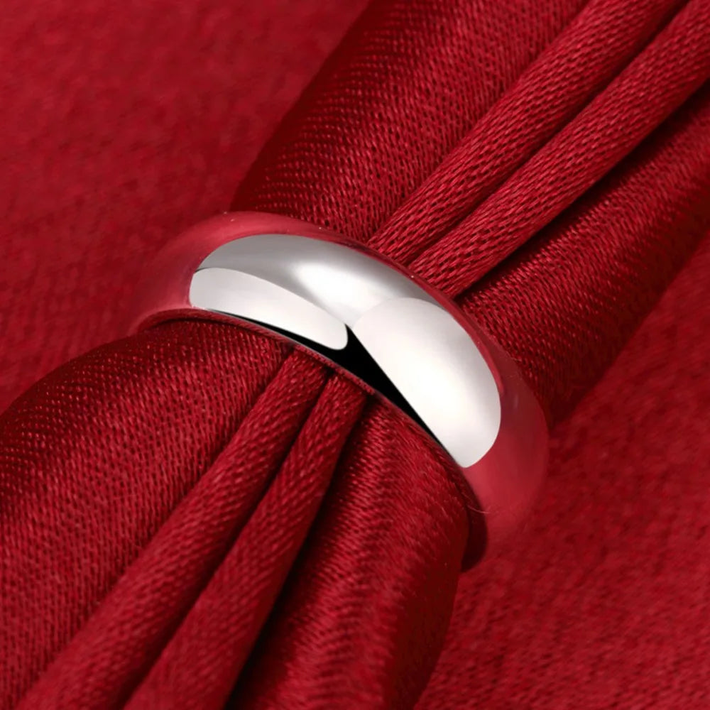 High Quality 925 Sterling Silver Rings Fashion Simple Round Circle Rings For Women Party Jewelry Size 5 6 7 8 9 10