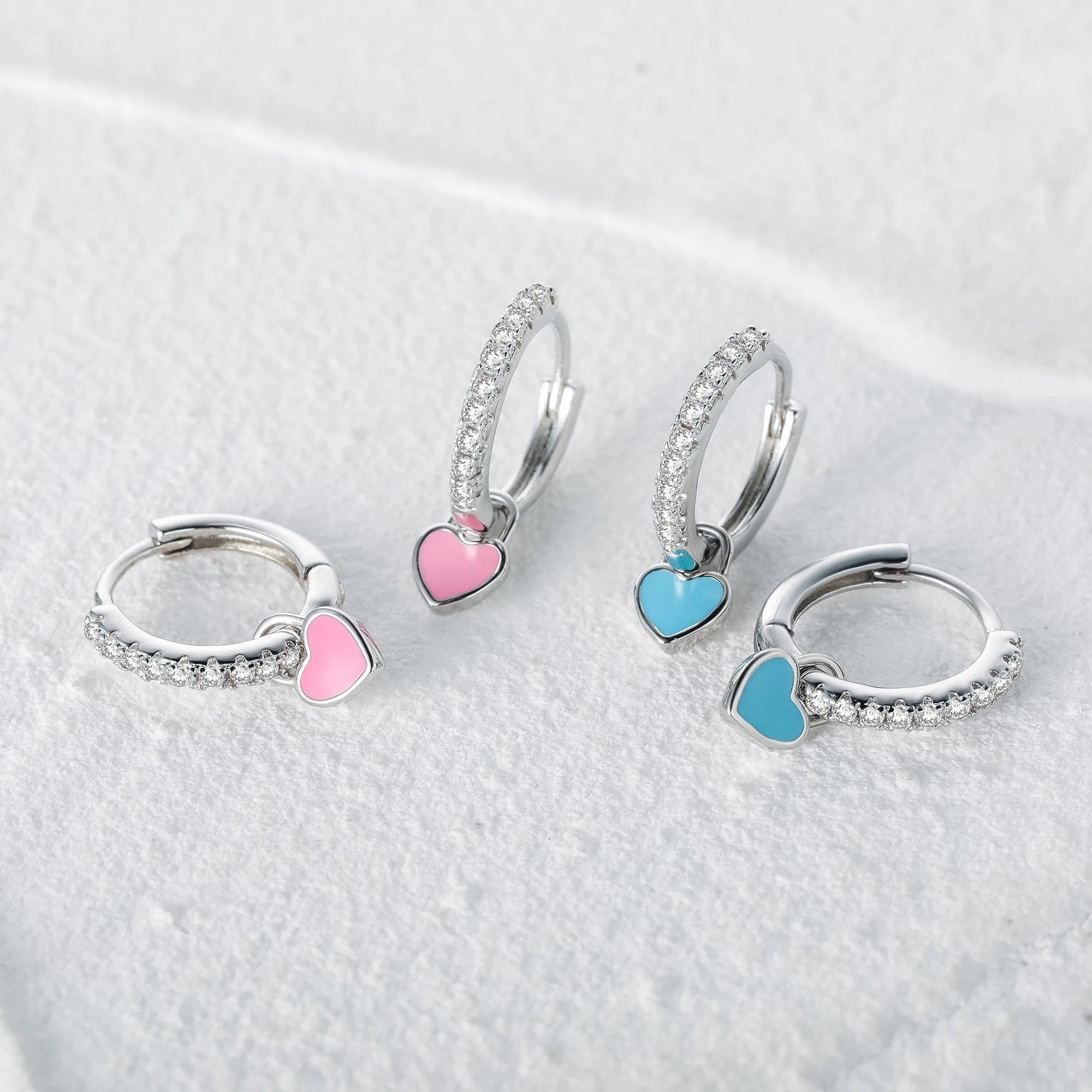 Aide Silver Color Hoop Earrings With Cute Candy Neon Color Enamel Heart Charm Drop Earring Gold Color For Girls Party Jewelry