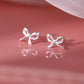 Bulbusbow Fashion 925 Silver Needles Sweet Cute Bow Stud Earrings for Women – Simple Minimalist Silver Bowknot Ear Piercing Jewelry Gift