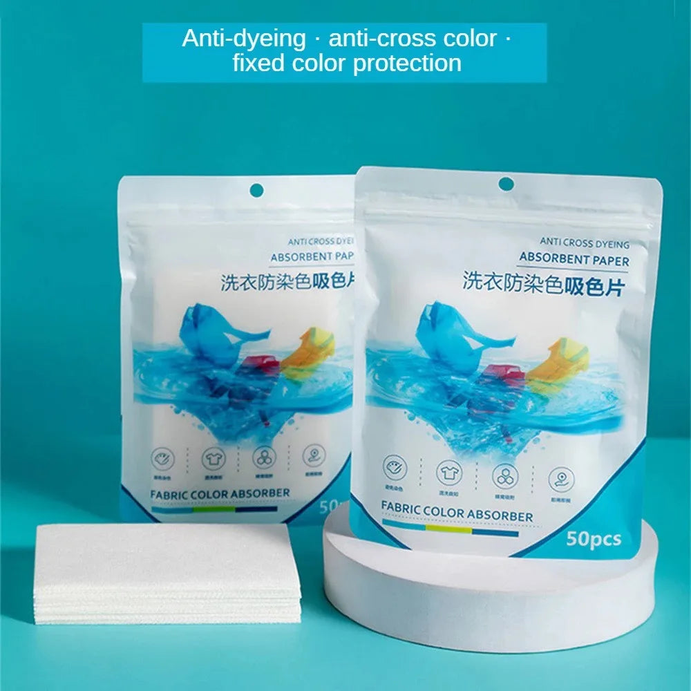 50 PCS/Bag Laundry Tablets Laundry Paper Anti-Staining Clothes Sheets Anti-String Mixing Color Absorption Washing Accessories 