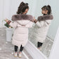 New Girls clothing Winter Warm down Cotton Jackets Children parka faux Fur Collar Coat Girl Thicken overalls Hooded kids Clothes