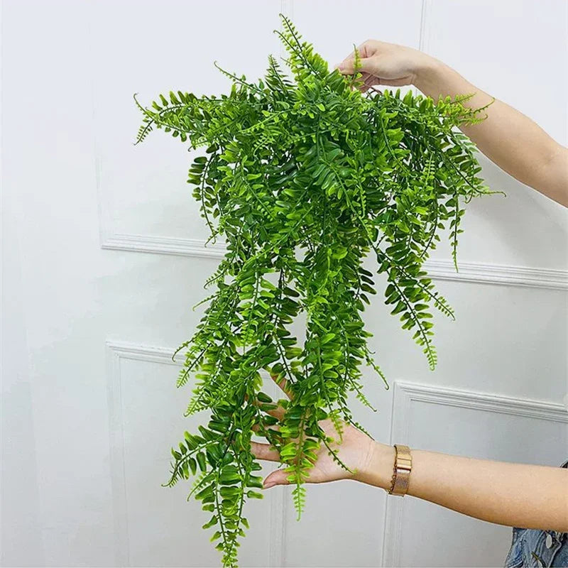 90CM Artificial Persian Fern Leaves Vines Plants Plastic Grass Hhome Room Decor Hanging Fake Plant Leaf Wedding Party Wall Decor