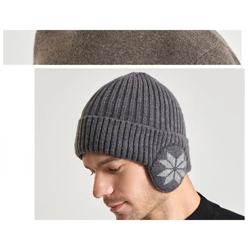 Men Women Winter Warm Plush Knitted Benines Snow Fashion Skullies Hat Unisex New Outdoor Coldproof Ear Protection Wool Caps