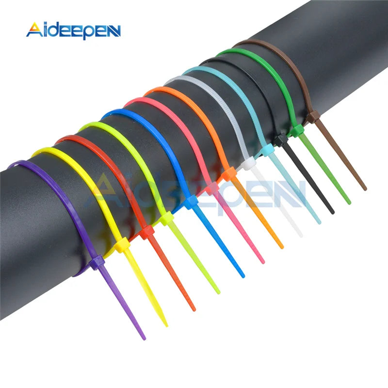 100Pcs/lot 2.5*100mm 12 Color Plastic Non-slip Wire Zip Ties Set 100mm Self-locking Nylon Durable Cable Ties