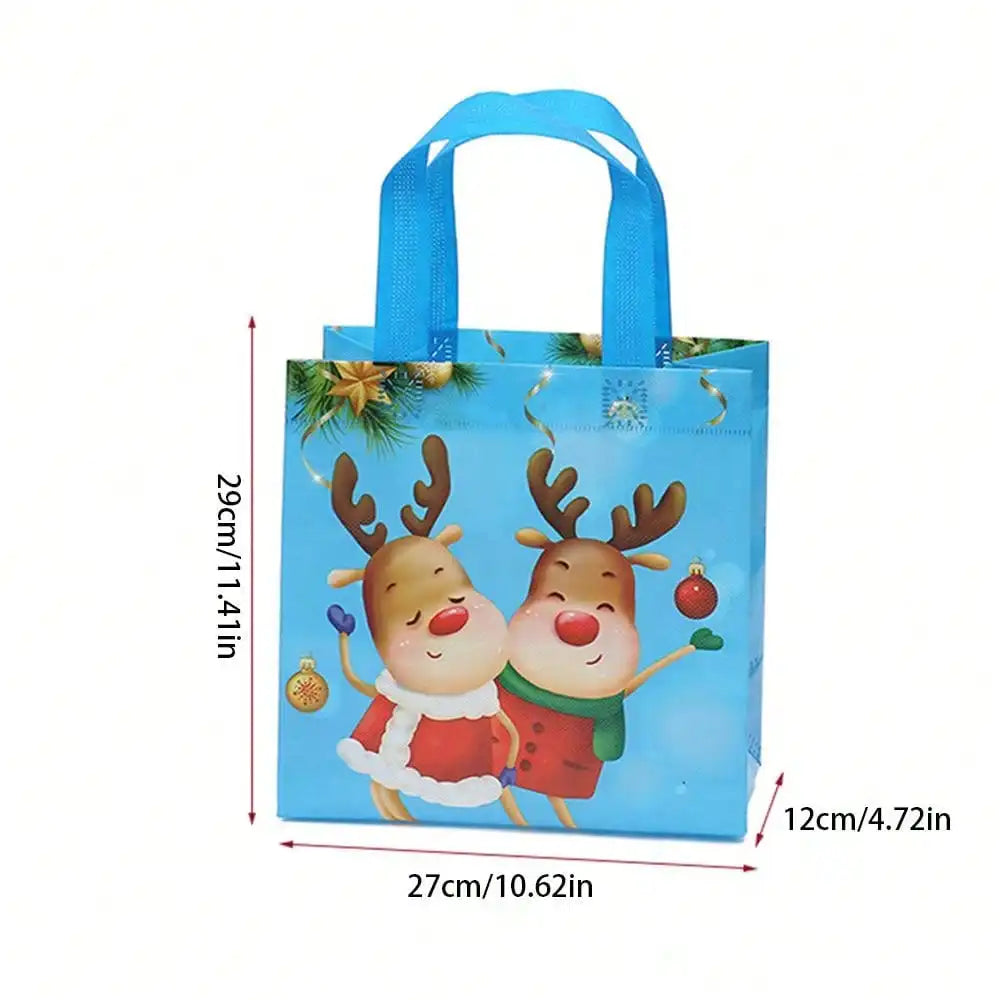 4Pcs Christmas Fabric Waterproof Cosmetic Clot Candy Bag Non-wovenh Packaging New Year Party Folding Storage Bag for Gifts