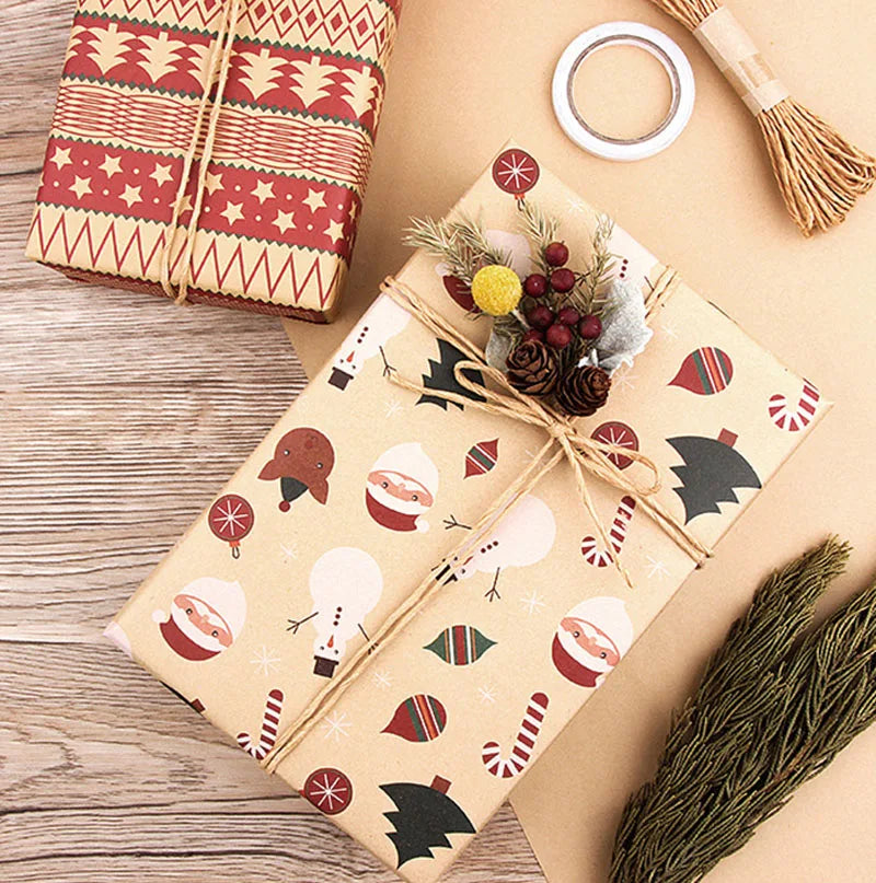 Christmas Gift Wrapping Paper Birthday Gift Decoration Wrapping Paper DIY Bag Kraft Paper New Year Party Present Decor 50*70cm