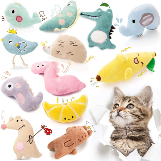 Pet Molar Bite toy Cartoon Stuffed Animal Cute Plush Cat Chew Toy Interactive Pets Toys For Cat