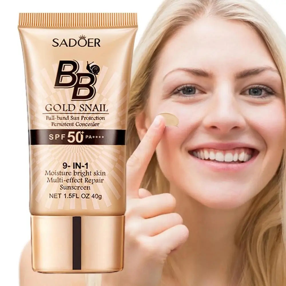 SPF50 Gold Snail Sunscreen BB Cream Liquid Face  Bulbusbow Base Foundation Whitening BB Cream Foundation Cream Face Makeup Concealer Cream