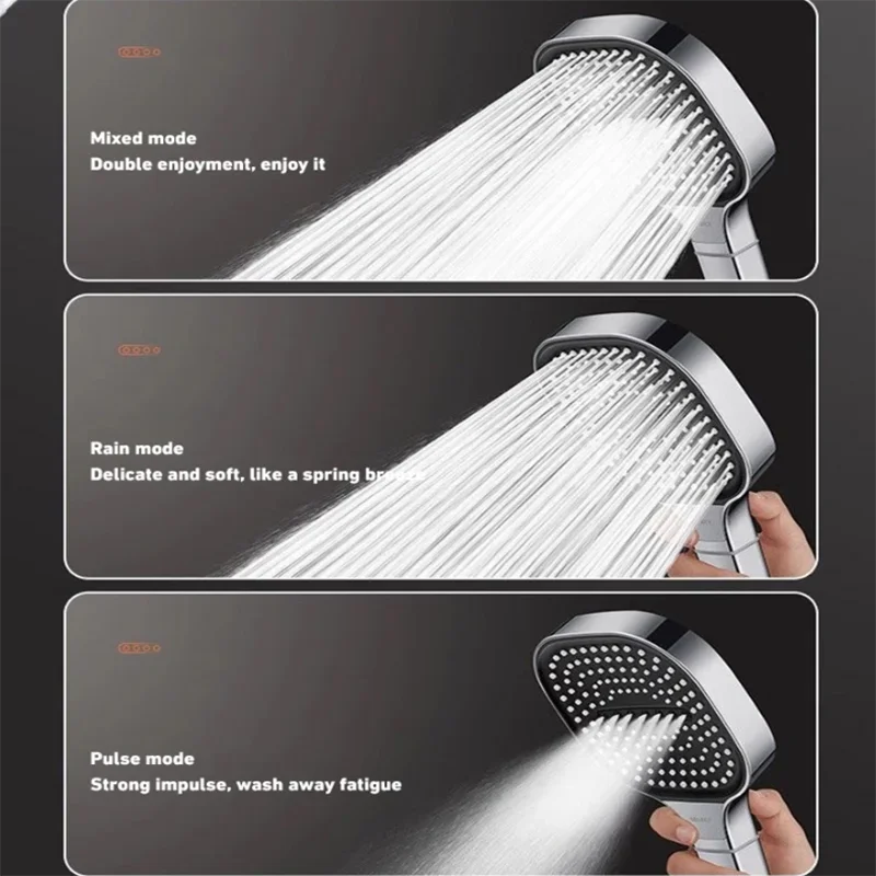 13CM Large Panel 3 Modes High Pressure Shower Head Massage Adjustable Shower Head With Filter Element Bathroom Accessories 2024