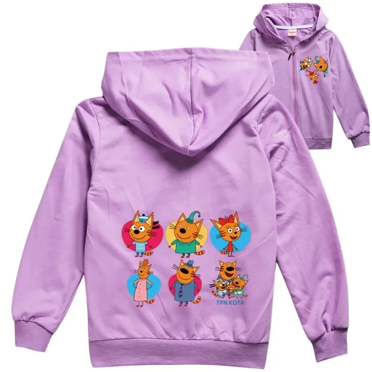 Children Kid-e-cats Hoodie Kids TpnkoTa Three Kittens Clothes Baby Boys Spring Autumn Jacket Girls Hoody Zipper Outerwear Jumper