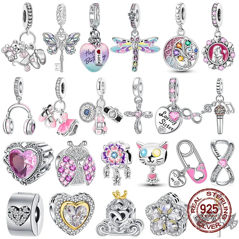 925 Sterling Silver Heart Mom Dangle Dream Catcher Charms Fit Original Pandora Bracelet DIY Jewelry for Women Gift Accessories