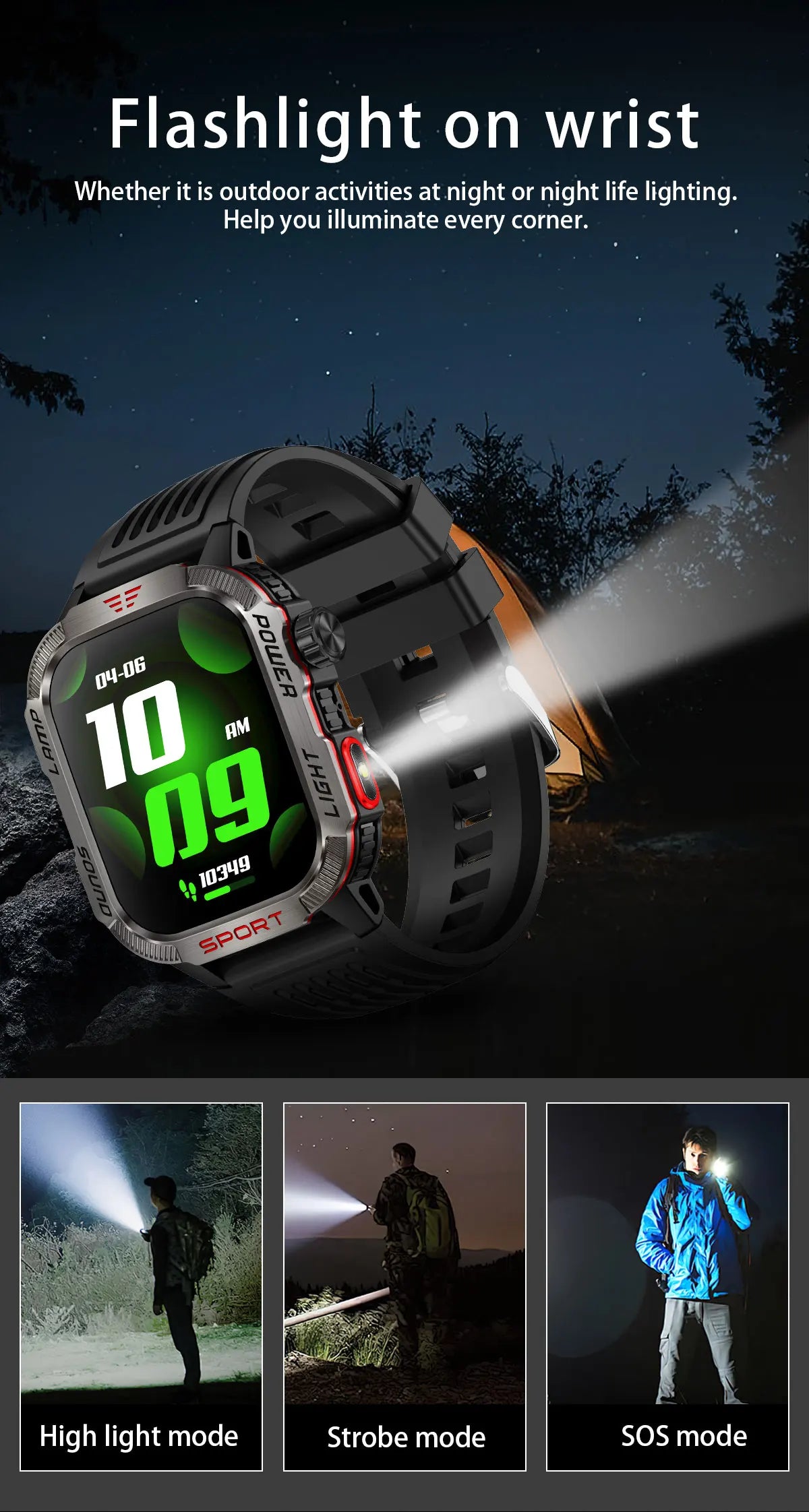 2024 New Military Outdoor Sport Smart Watch Men's 600 mAh Battery Waterproof GPS Track Call For Xiaomi Health Fitness Smartwatch