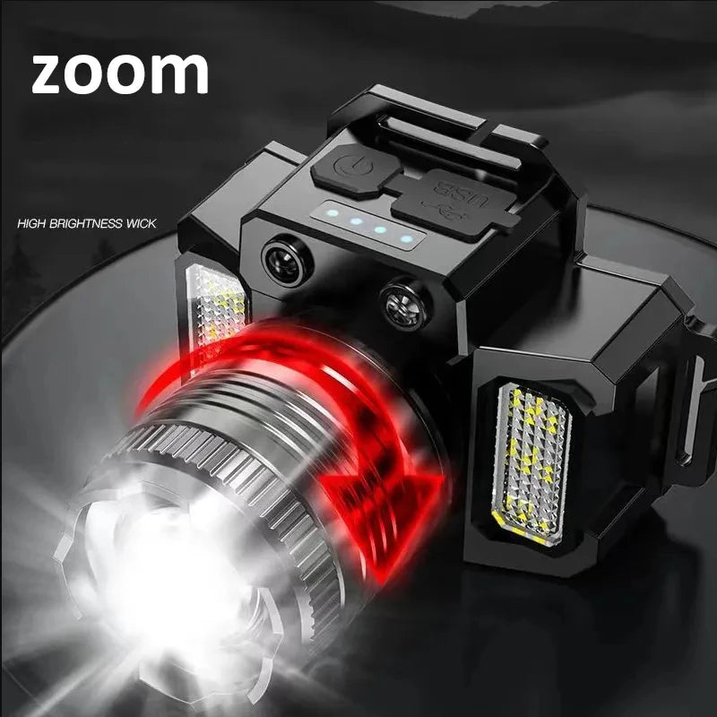 LED Sensor Headlamp Camping Search Light Head Flashlight Rechargeable Powerful Head Lamp Front Lanterns Headlights 5 Styles