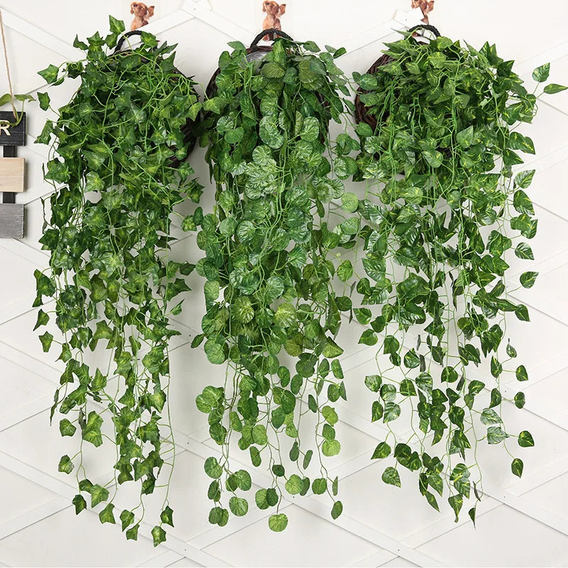 90CM Artificial Persian Fern Leaves Vines Plants Plastic Grass Hhome Room Decor Hanging Fake Plant Leaf Wedding Party Wall Decor