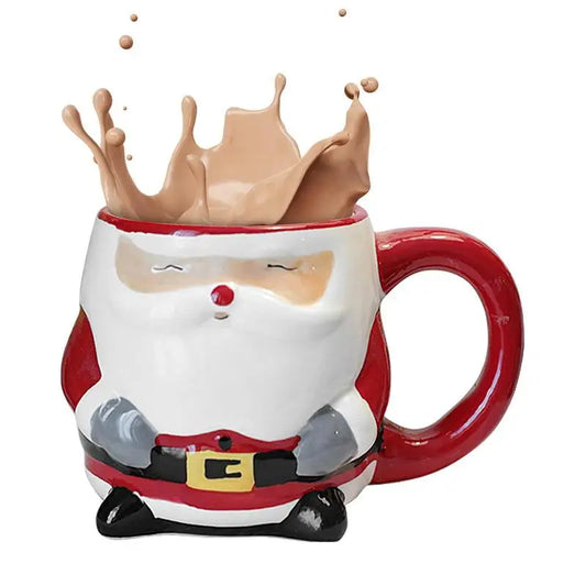 Santa Claus Mugs 3D Ceramic Santa Claus Animal Coffee Mug Beverage Cup Christmas Gifts Keepsakes Temperature Resistant 350ml