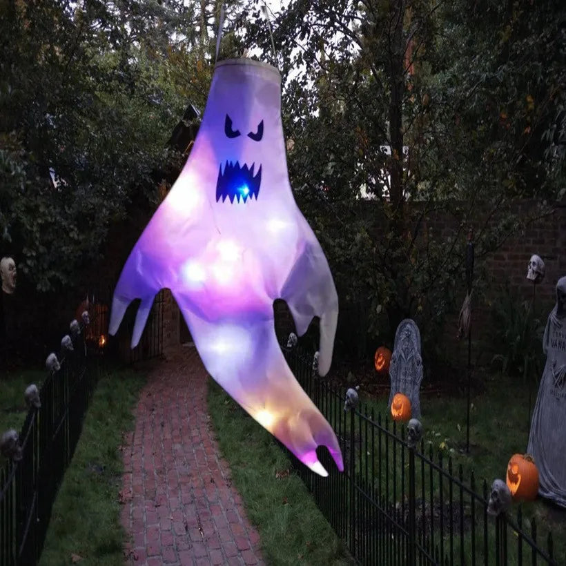 Halloween LED Large Outdoor Lights Hanging Ghost Lights Halloween Party Decoration Glow Ghost Lights Horror Props Bar Home Decor