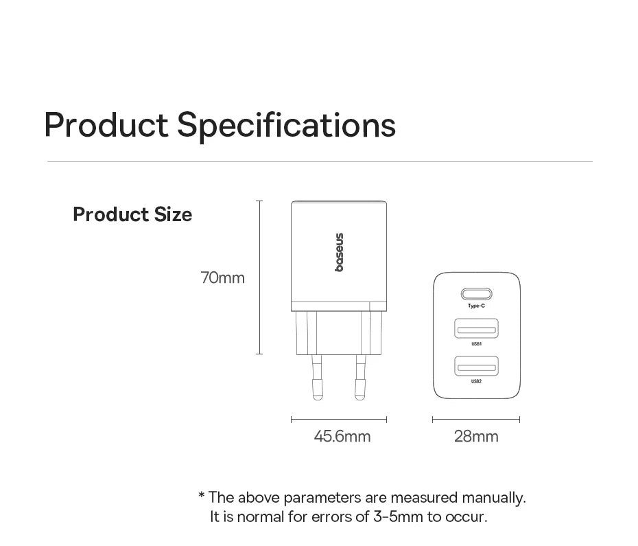 Baseus 30W USB Charger QC3.0 PD3.0 Type C PD Fast Charging 3 Ports Quick Phone Charger For iPhone 15 14 13Pro Max Xiaomi Samsung