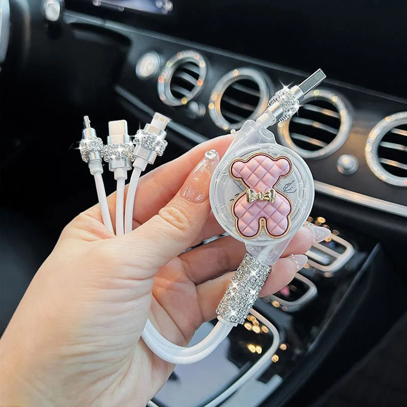 3 in 1 Multi Head Multi-function Car Charging Line Mobile Phone Fast Charging Line Female Usb For iphone samsung huawei phone