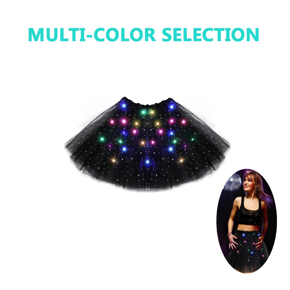 Halloween Women's LED Tutu Skirts Light up Ballet Dance Layered Sparkly Party Tutu for Women and Girls Fancy Party