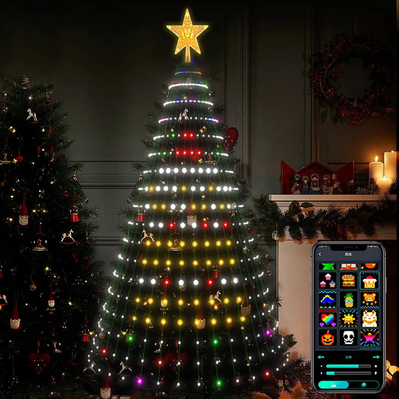 2.1M LED Christmas Tree Decorative Light Lntelligent iDeal LED APP Application Control DIY Lmage Light String For Quick Shipping