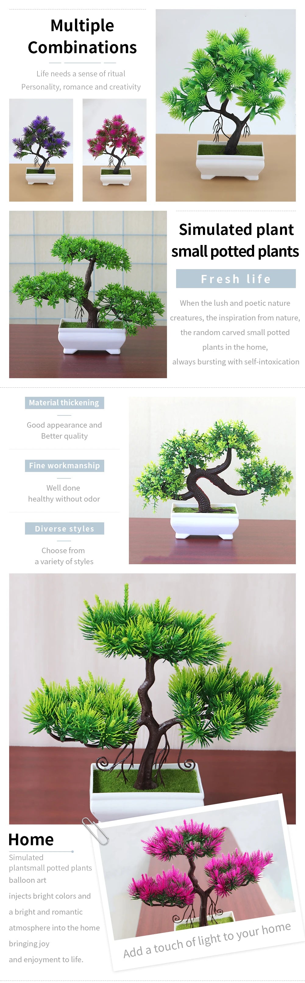 Bonsai Small Tree Pot Artificial Plants Fake Plant Flowers Potted Ornaments for Home Room Table Decoration Hotel Garden Decor