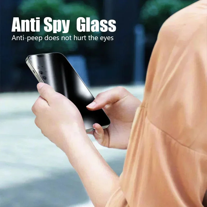 Bulbusbow Privacy Screen Protector for iPhone showing Anti-Spy and Anti-Glare features