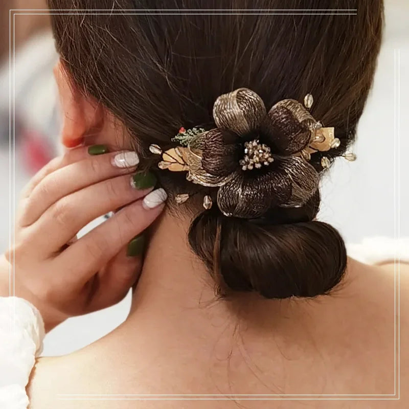 Fashion Copper Wire Weaving Flower Brides Hairpin Hair Accessories for Women Elegant Luxury Spring Clips for Girls Headwear Gift