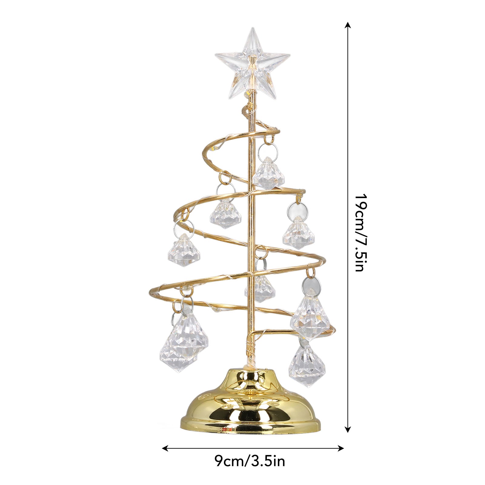 LED Christmas Tree Lamp Small Crystal Decorative Iron Tree Night Light Ornament For Gift Golden Warm Light