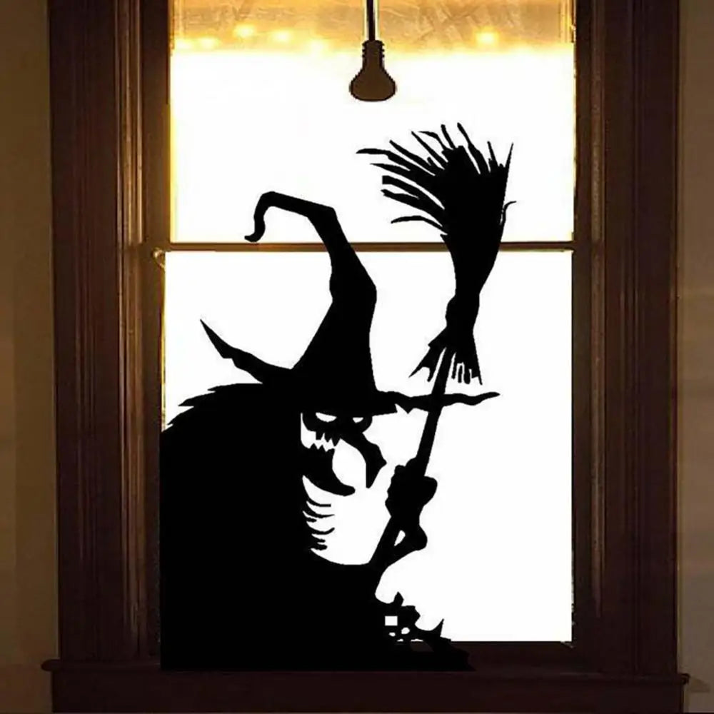 1~10PCS Halloween Giant Ghost Shadow Window Sticker Witch Death Bat Skeleton Helloween Party Decor Electrostatic Sticker Window