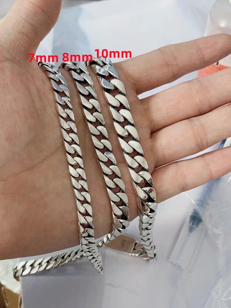 Factory Price 100% S925 Sterling Silver Bracelet 8MM Punk S925 Silver Jewelry Never Fade Men Jewelry Gifts