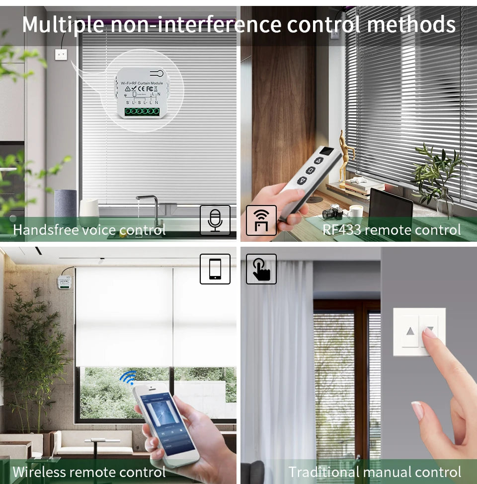 Tuya Smart WiFi Curtain Switch Blind Rolling Shutter RF433MHz Remote Control For Smart Life App Support Google Home Alexa