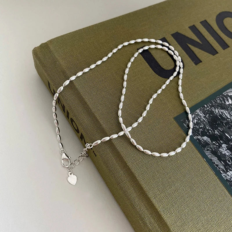 S925 Sterling Silver Necklace Simple Beads Choker Shiny Delicate Collarbone Chain For Girl Wedding Gift Fine Jewelry Wholesale