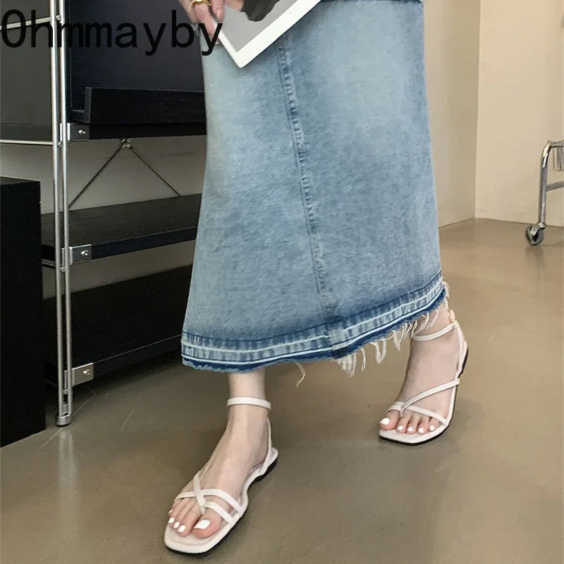 2024 Summer New Women Sandal Fashion Open Toe Narrow Band Ladies Elegant Gladiator Shoes Outdoor Dress Flats Sandalias